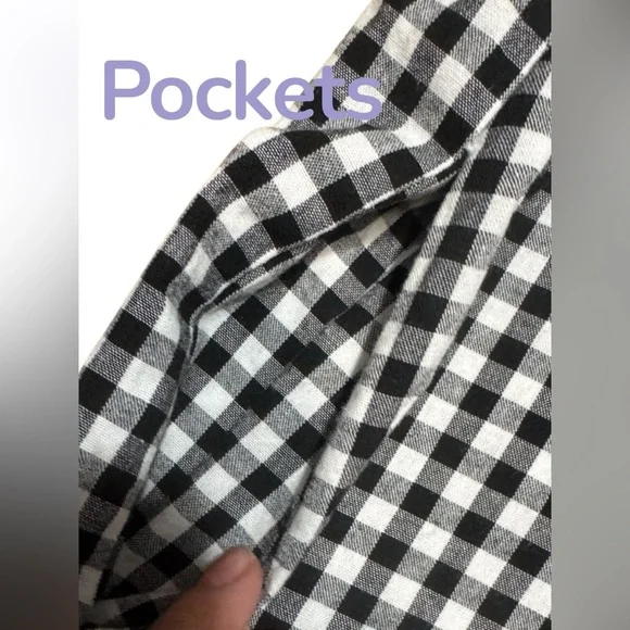 ANRABESS Women's Gingham Check Shorts Plaid Sleep & Lounge Black and White - Picture 5 of 16